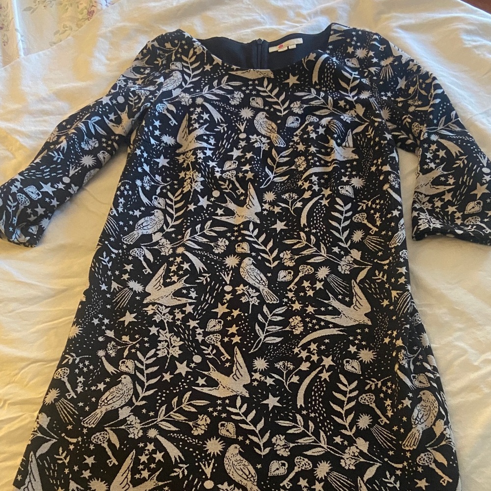 Black and grey Bird Print Dress